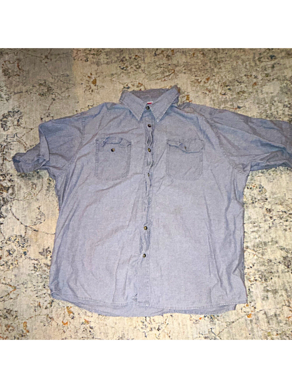 Wrangler Men's Gray Woven Cotton Button-Up Shirt Short Sleeve XL Pockets A243